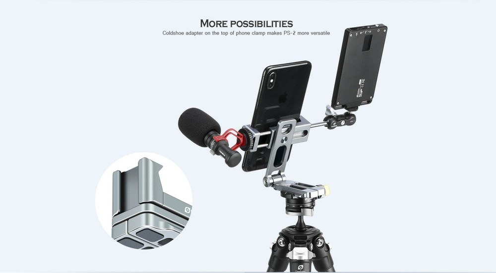 【US Dealer】Leofoto PS-2 Multi-Functional Foldable Cellphone Stand (Silver)