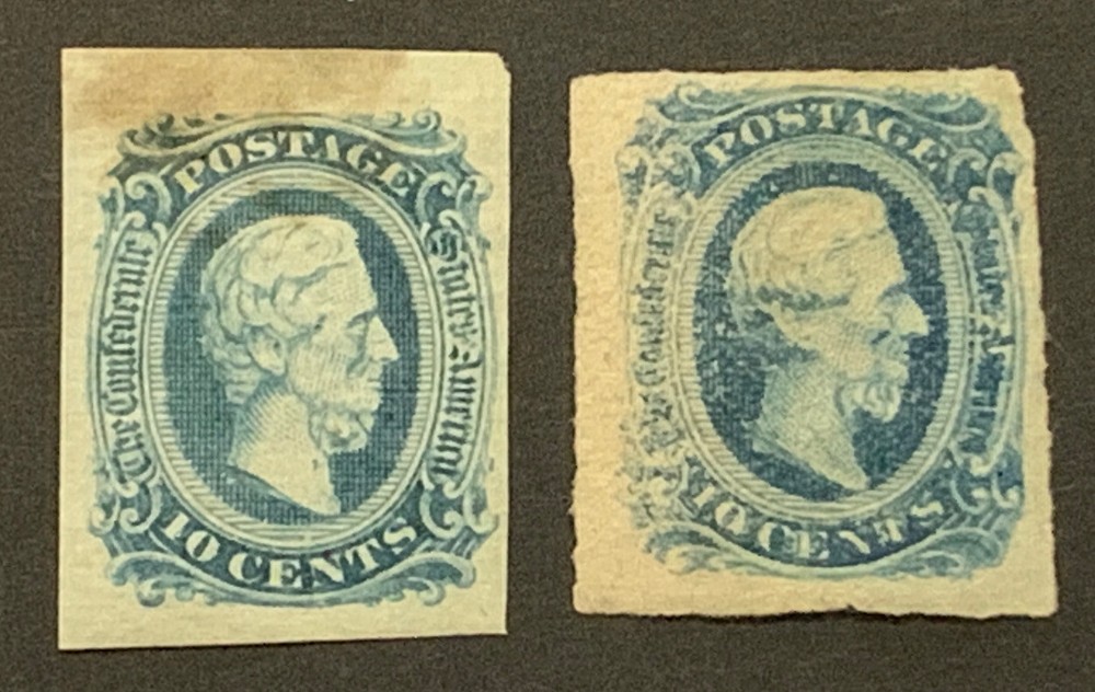 Travelstamps: US Stamps CONFEDERATE CSA SCOTT #11 & 12 MINT NG, 10 Cent