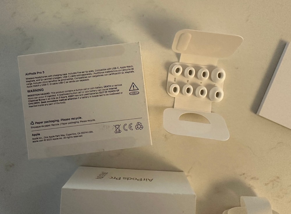 Authentic Apple AirPods Pro 3 Empty Box + Extra Ear Tips Only