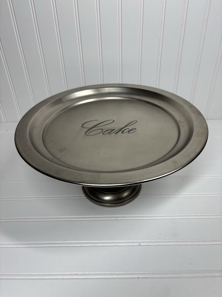 Pottery Barn Sentiment Cake Pedestal Stand Silver/pewter