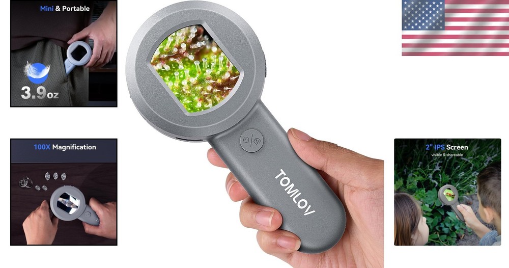 P10 Portable 100X Illuminated Microscope with 2" Screen & Dimmable LED Lights