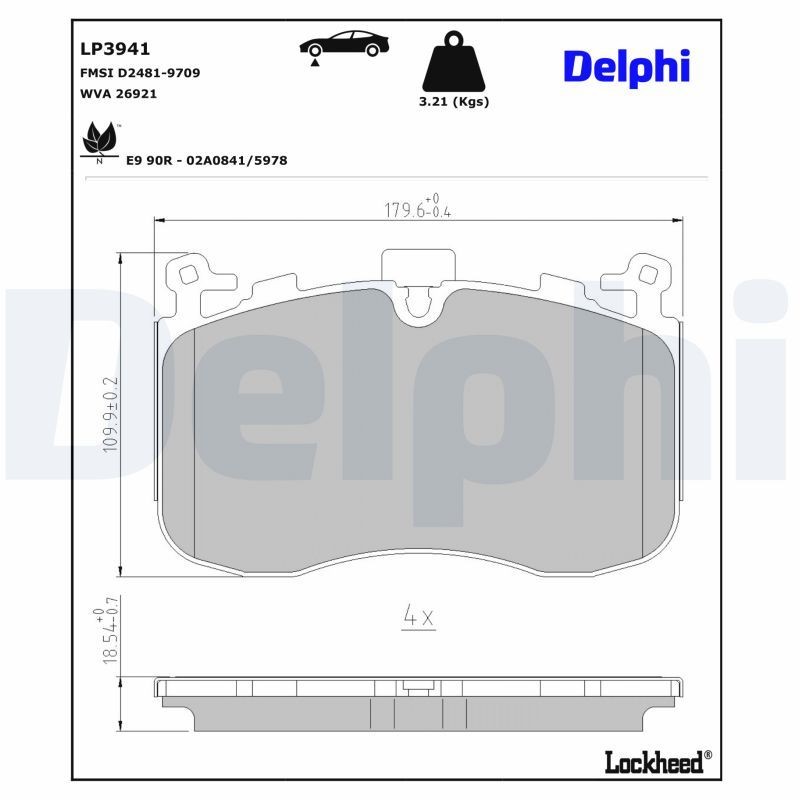 Brake Pad Set, disc brake DELPHI LP3941