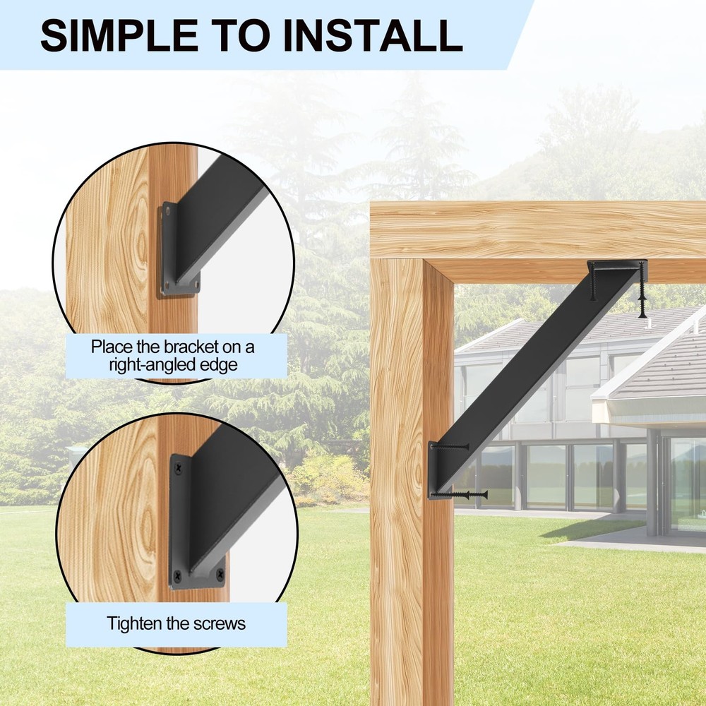 4 Pcs 45 Degree Angle Support 45 Brackets-4 Pcs, Black