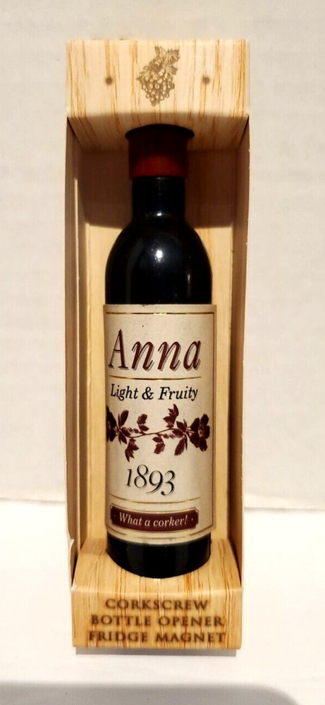 Mulberry Studios Wine Cellar Personalized ANNA Corkscrew Bottle Opener Magnet