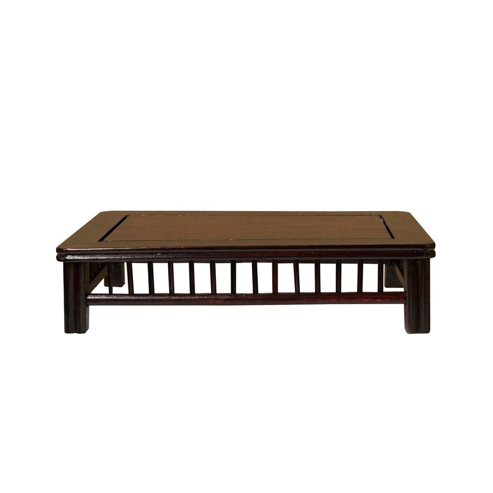 7" Brown Rectangular Simple Bar Pattern Wood Display Stand Riser st1014B