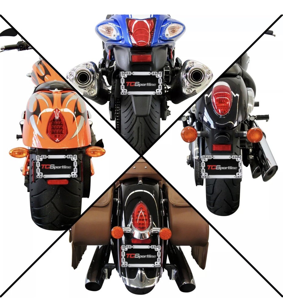 Chrome Chain Link Motorcycle License Plate Frame