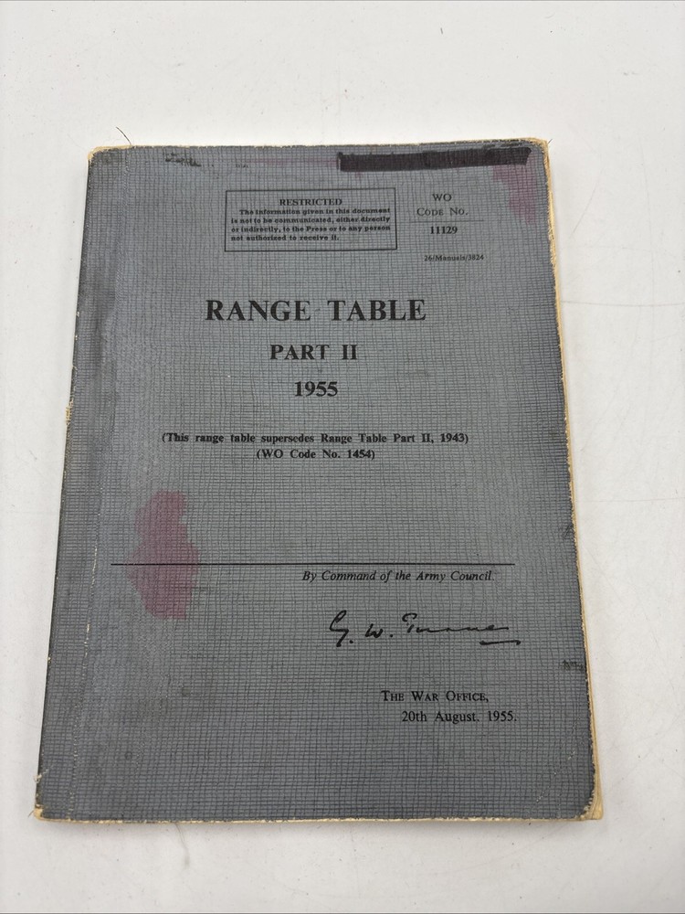 Range Table Part II 2 1955 War office