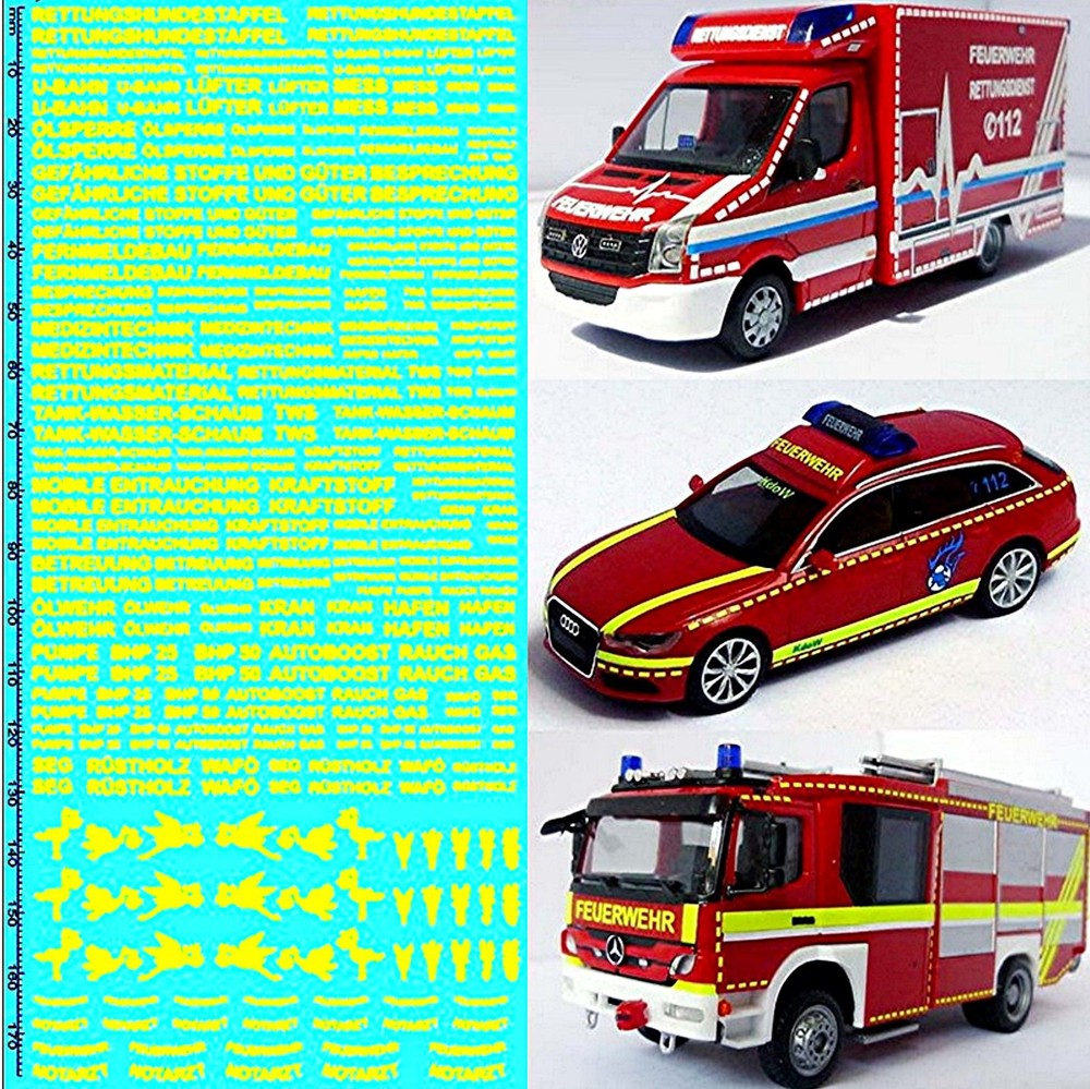 Emergency Services Fire Brigade Light Yellow DE 06 1:87 Decal Decal