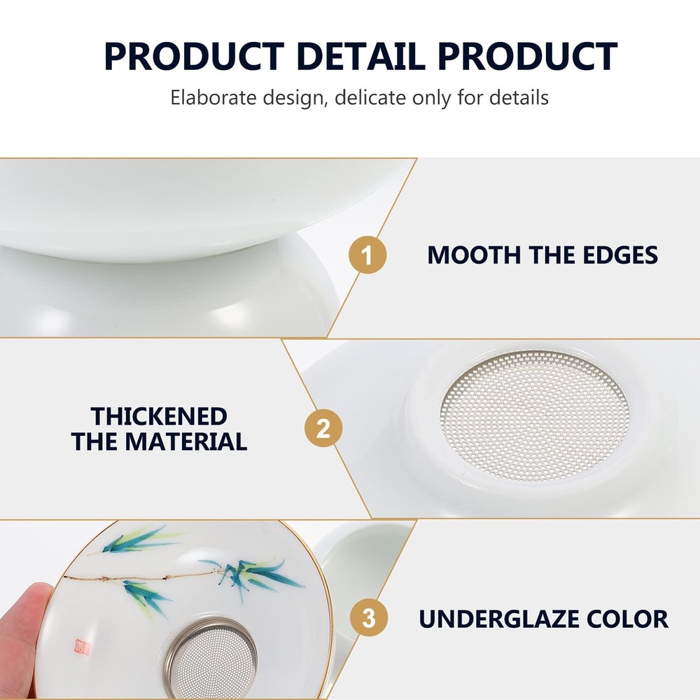 Porcelain Tea Strainer with Base White Integrated Ceramic Tea Filter