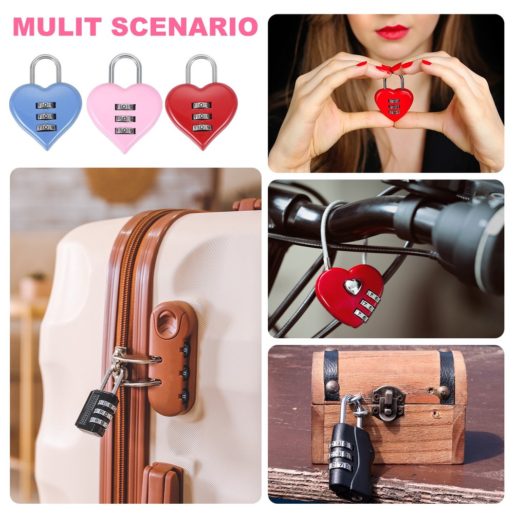 2 Pack Combination Locks Heart Shape Password Padlock Love Locker Lock Blue
