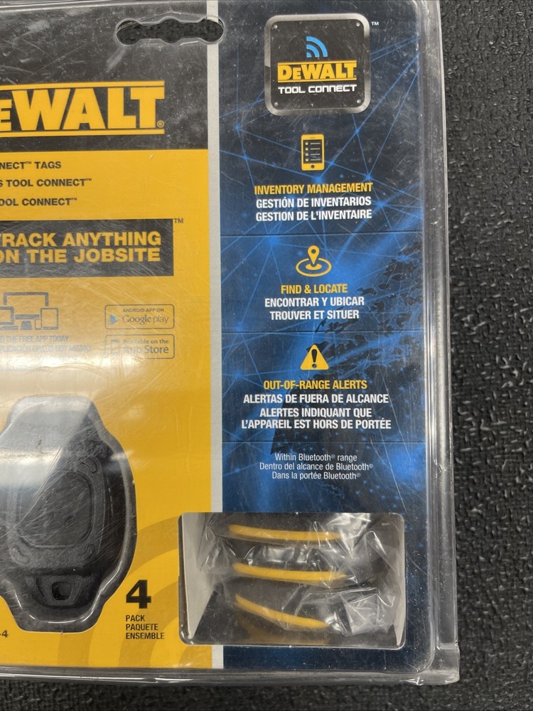 NEW! DeWALT Bluetooth Tracker Tool Connect Tags (4 pack) DCE041-4 M2