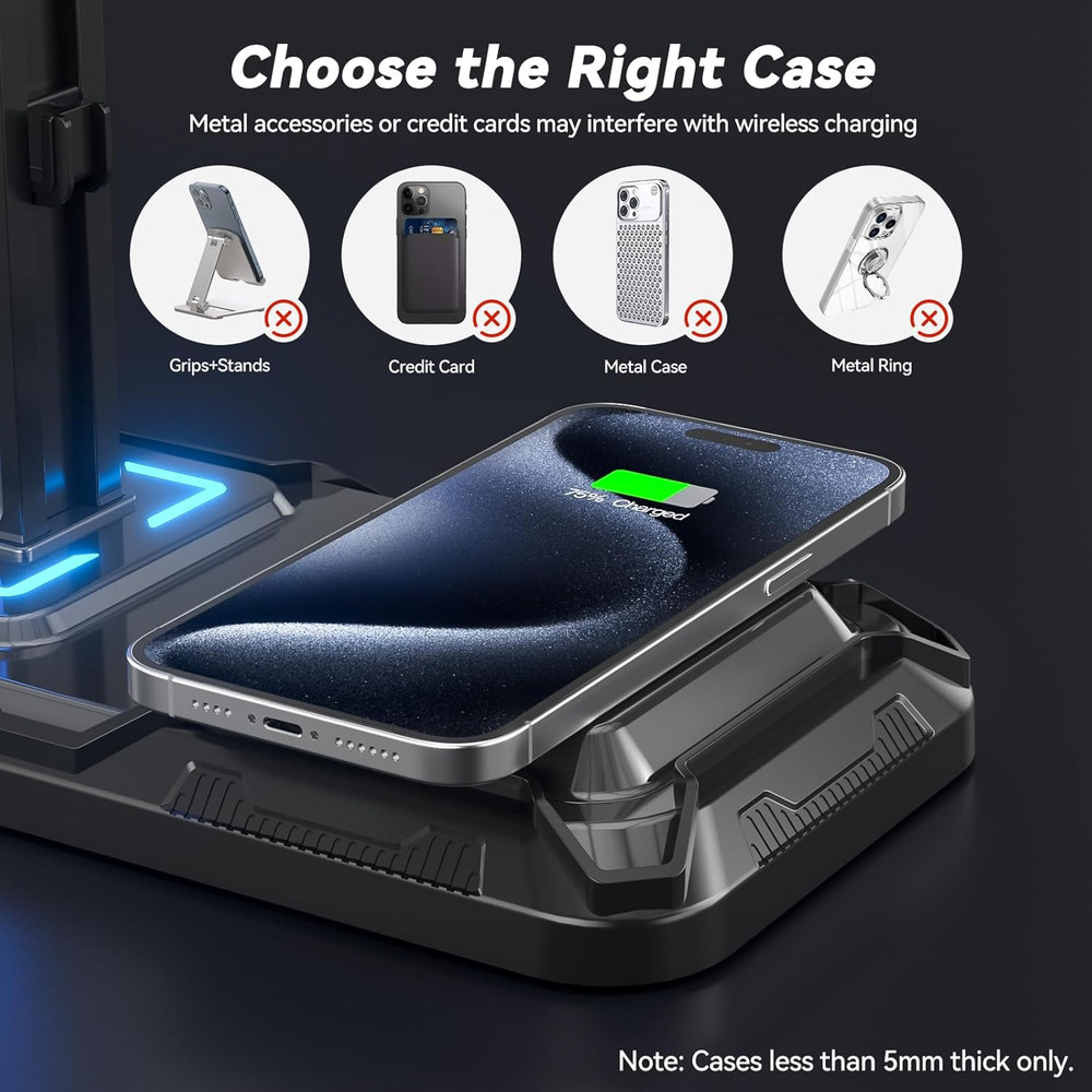 RGB Headphone & Controller Stand w/ Wireless Charging, USB-C Gamer Dock
