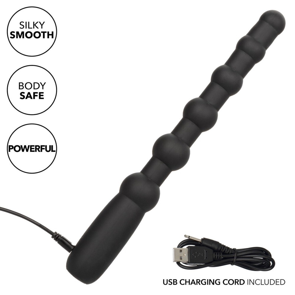 Rechargeable X-10 Beads Vibrating Anal Probe Vibrator Butt Plug Vibrator
