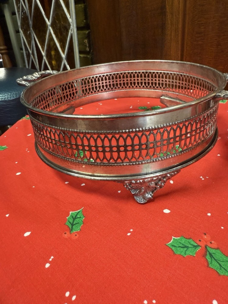 Vintage Silver Plated Footed Casserole Stand Serving Dish Holder Buffet Table