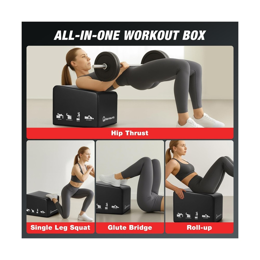 WARMOUNTS Hip Thrust Bench, Multi-Functional Hip Thrust Machine for Strength ...