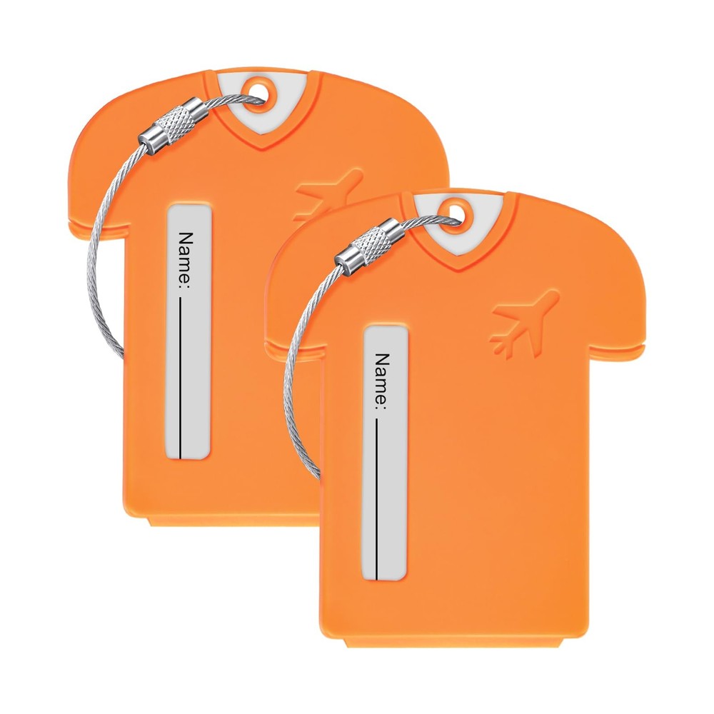 Zuihug 2Pack Personalized Jersey Shaped Plastic Luggage Tags - 2PCS, Orange