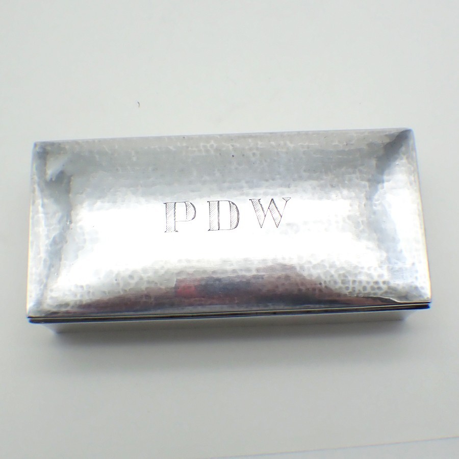 Arts and Crafts Rectangular Box Lebolt Sterling Silver Mono PDW Inscribed Inside