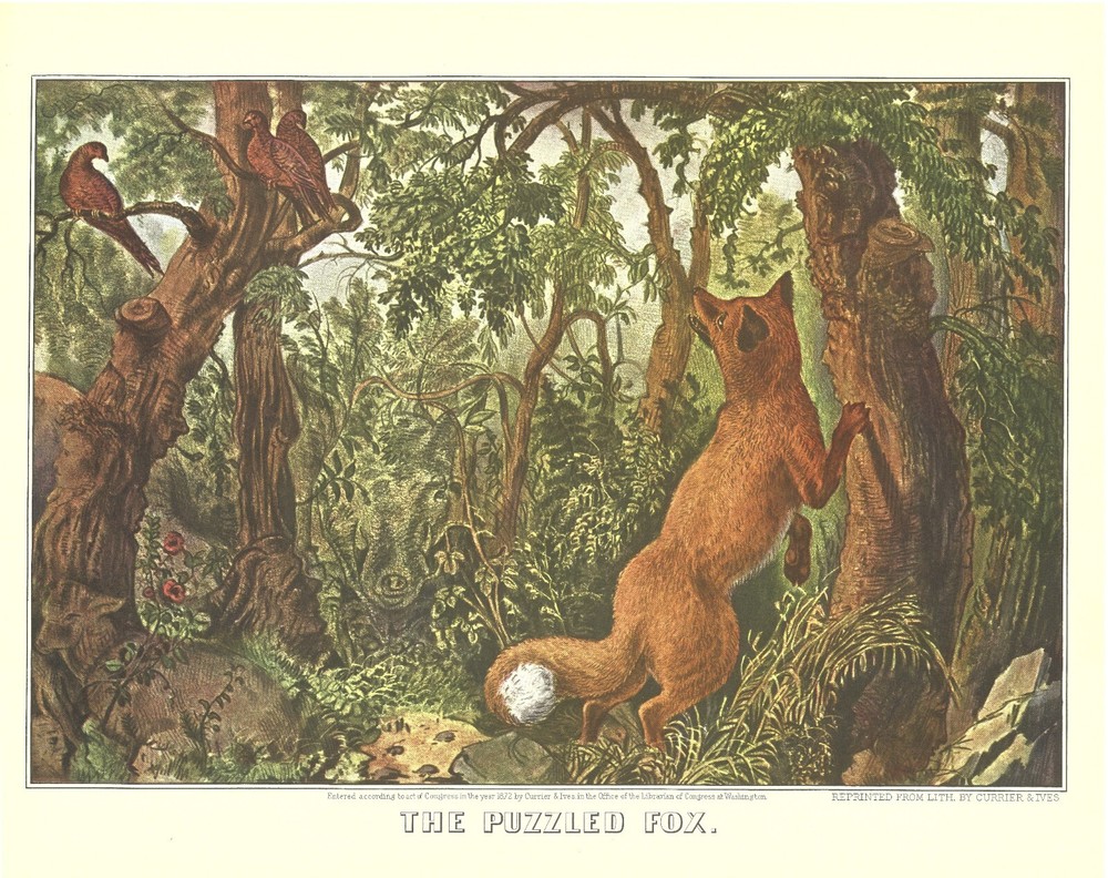 1952 Currier & Ives Lithograph The Puzzled Fox