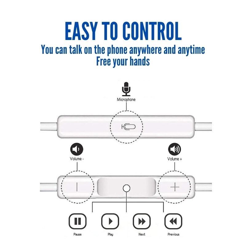 Earphones Headphones for iPhone Pro/14/13/12/11/X Bluetooth Wired Earbuds