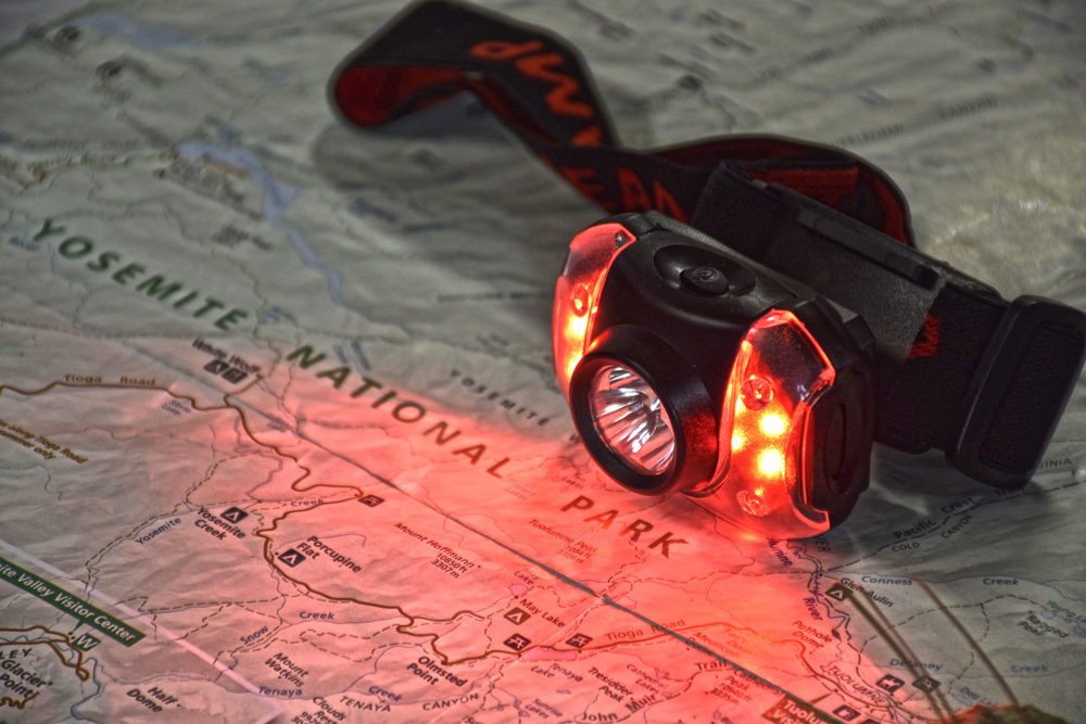 7 LED Head Light Flashlight Lamp 3 Way Switch Red White Bulbs Survival Camp Kits