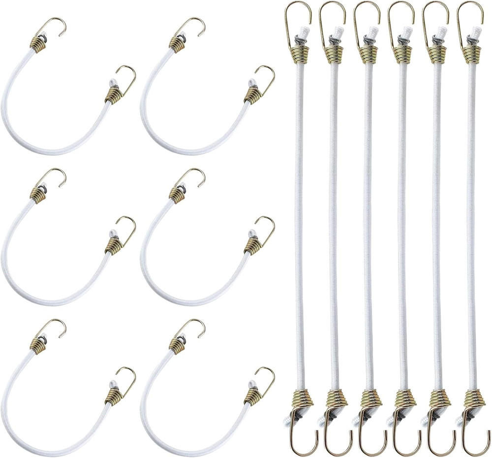 12 Pack Mini Bungee Cords with Hooks, 10 Inch Elastic Bungee Straps for Securing