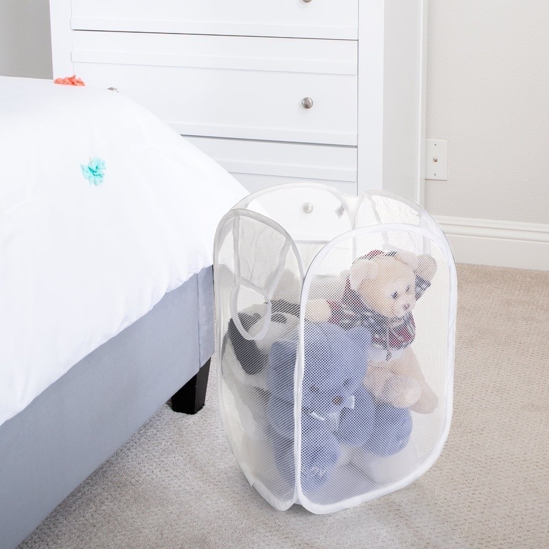Durable Collapsible Mesh Laundry Hamper W/ Easy Carry Handles Home Storage New