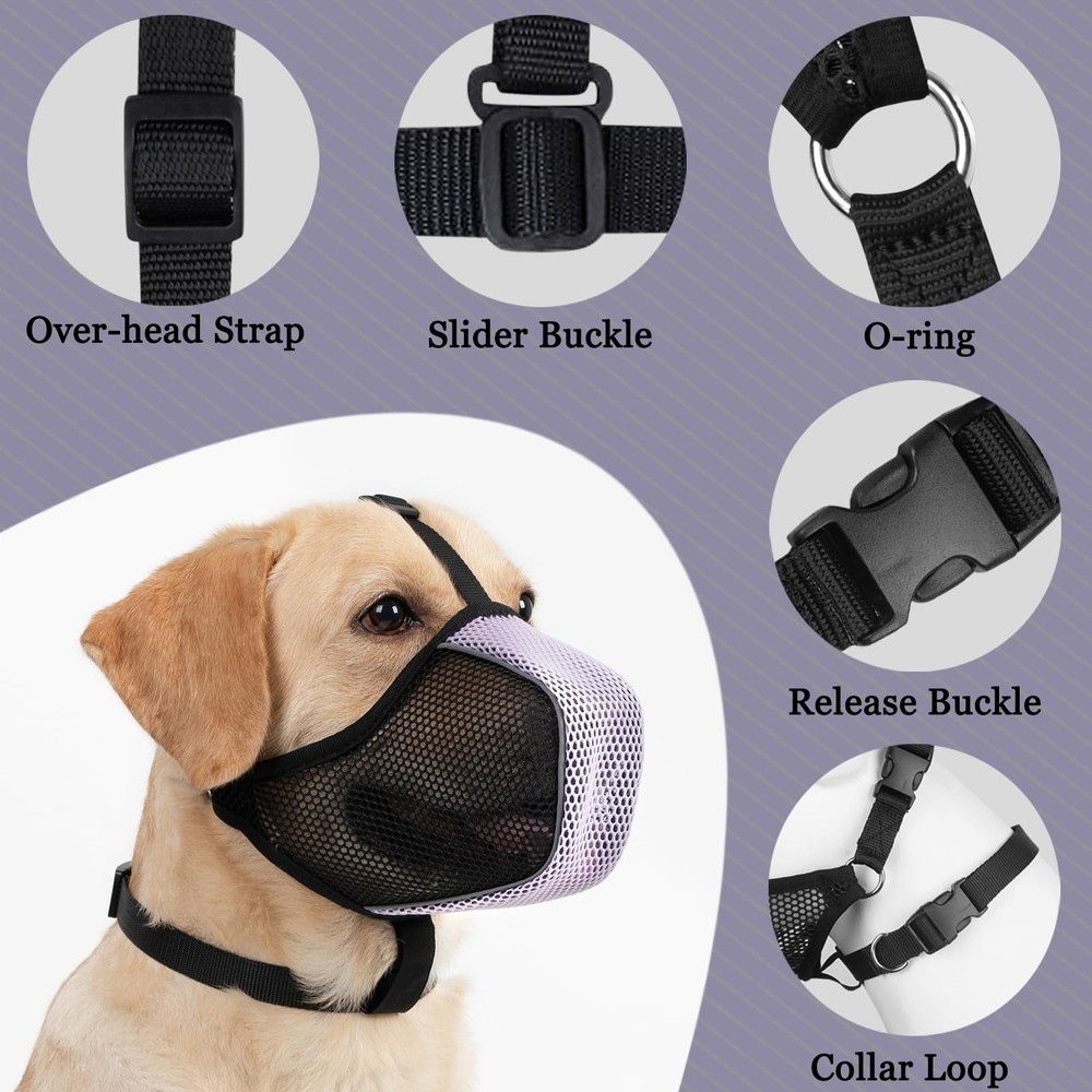 Dog Muzzle, Patented Mesh Soft Muzzles for Large Medium Small Dogs Poodle Hus...