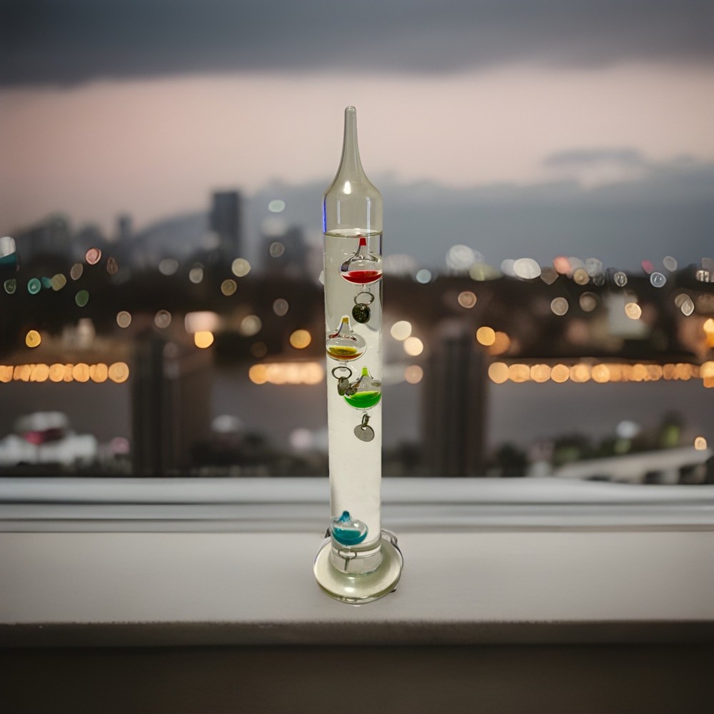 Galileo Decorative Glass Thermometer with Colored Floating Bulbs