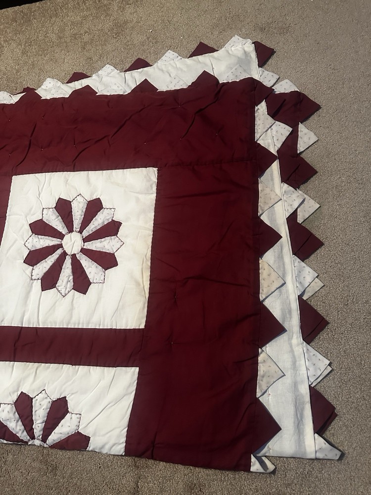 Vintage Quilt-pinwheel Pattern-red-handmade 94”x 74”-unique Pattern Edging