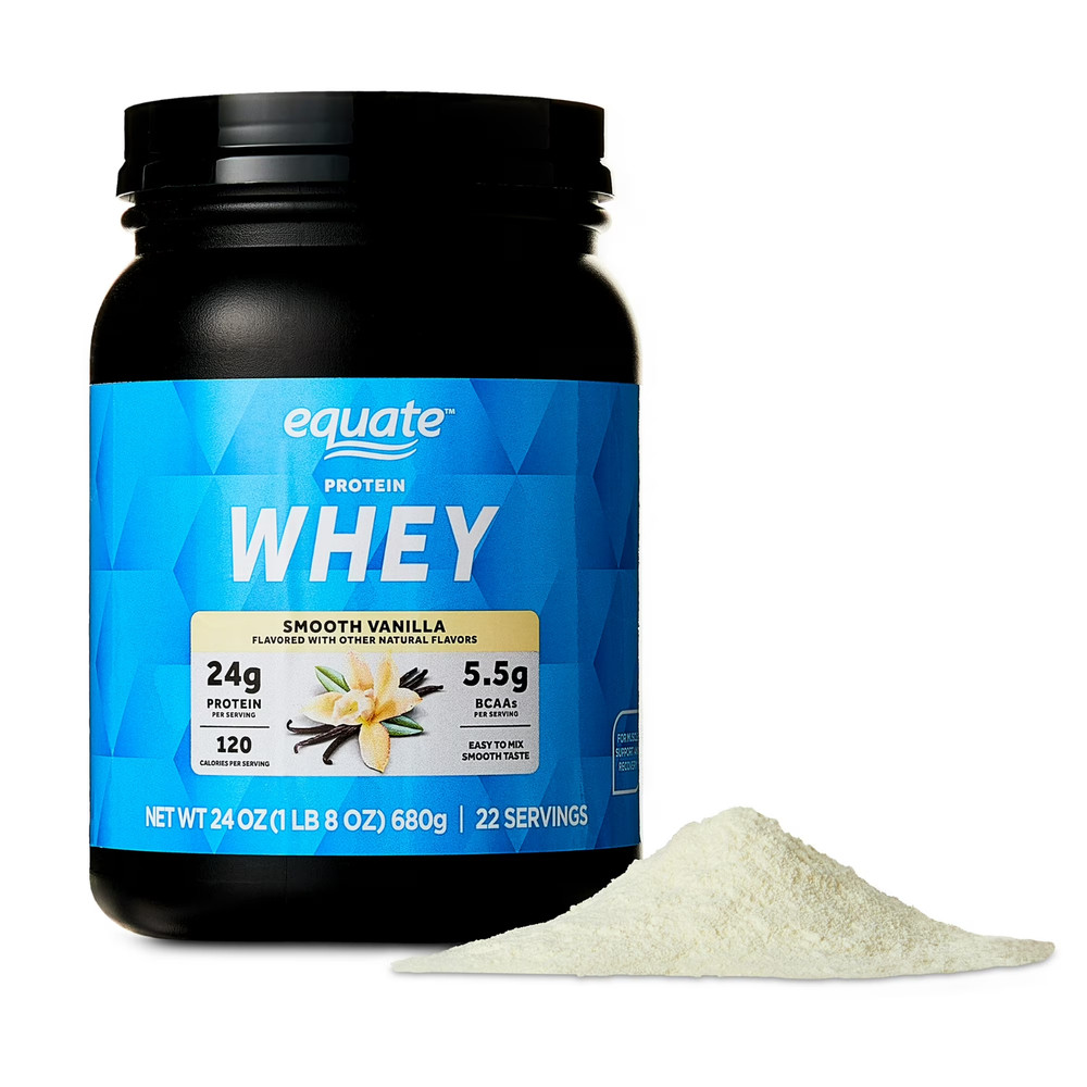 2P Equate Whey Protein Powder, Smooth Vanilla, 24 oz