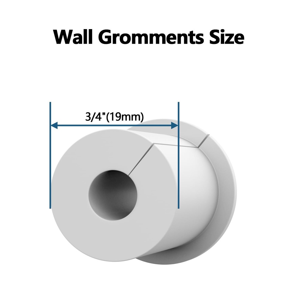 2-Pack White 3/4in Wall Cable Pass-Through Grommets for Starlink