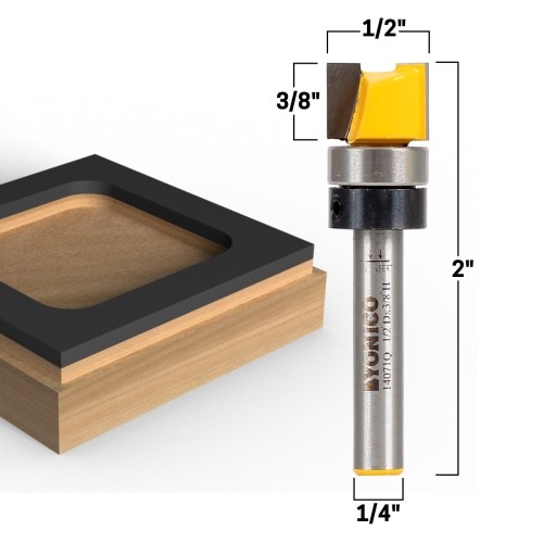 1/2" Flush Trim Template Router Bit - 1/4" Shank - Yonico 14071q