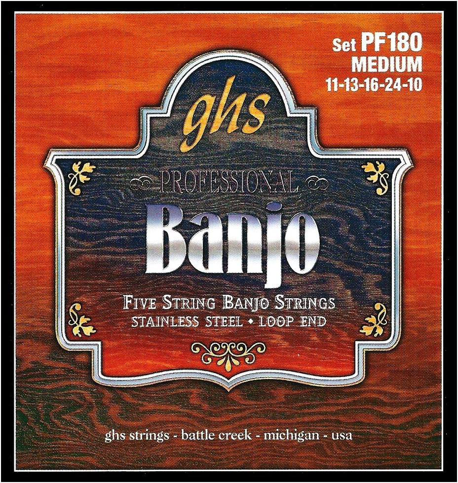 - 5-String Banjo Strings - Stainless Steel - Loop End - Medium Gauge - 011-024 -