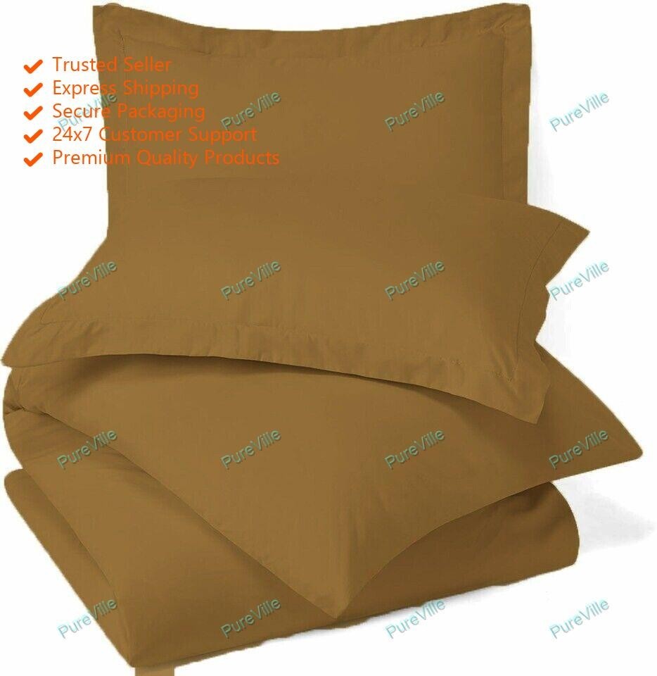 Bed Sheet Pillow Cover Set Beige 1800 Count Deep Pocket Microfiber