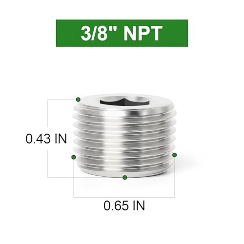 20PCS 304 Stainless Steel Socket Pipe Plug 3/8" MNPT-20Pcs Internal Hex Thread