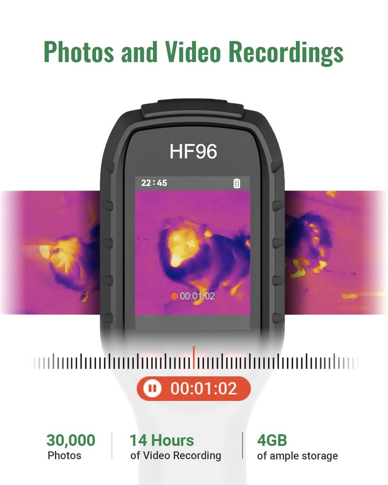 HF96 Thermal Camera with Laser Pointer, Intelligent Scene Detection, Super Re...