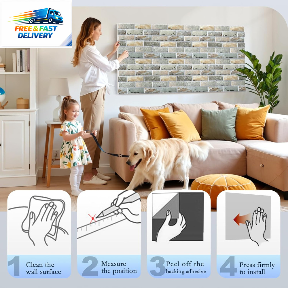 12Pack Acoustic Panels, Self-Adhesive 3D Brick Pattern Sound Proof Panels for Wa
