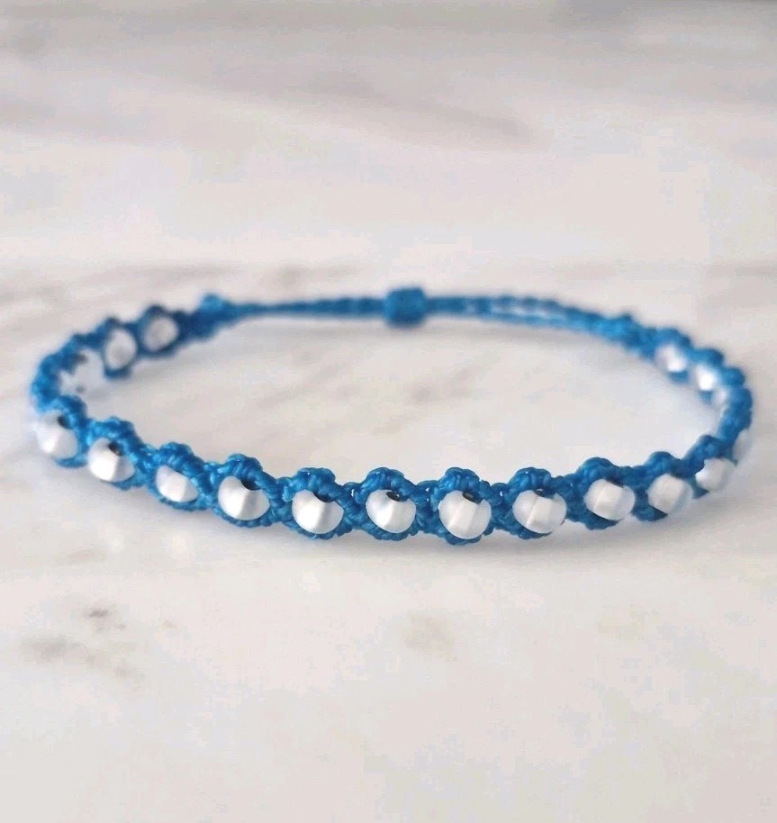 Handmade ∞ bracelet (skyblue & matt white beads)
