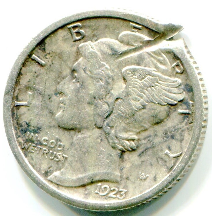 1923-S SILVER MERCURY DIME !!  Better Date !! Damaged