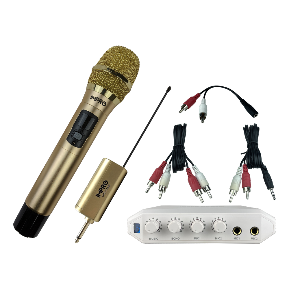 Karaoke Kickstart Bundle: ImPro UHF-77 Wireless Mic & MX-R88i Compact Mixer