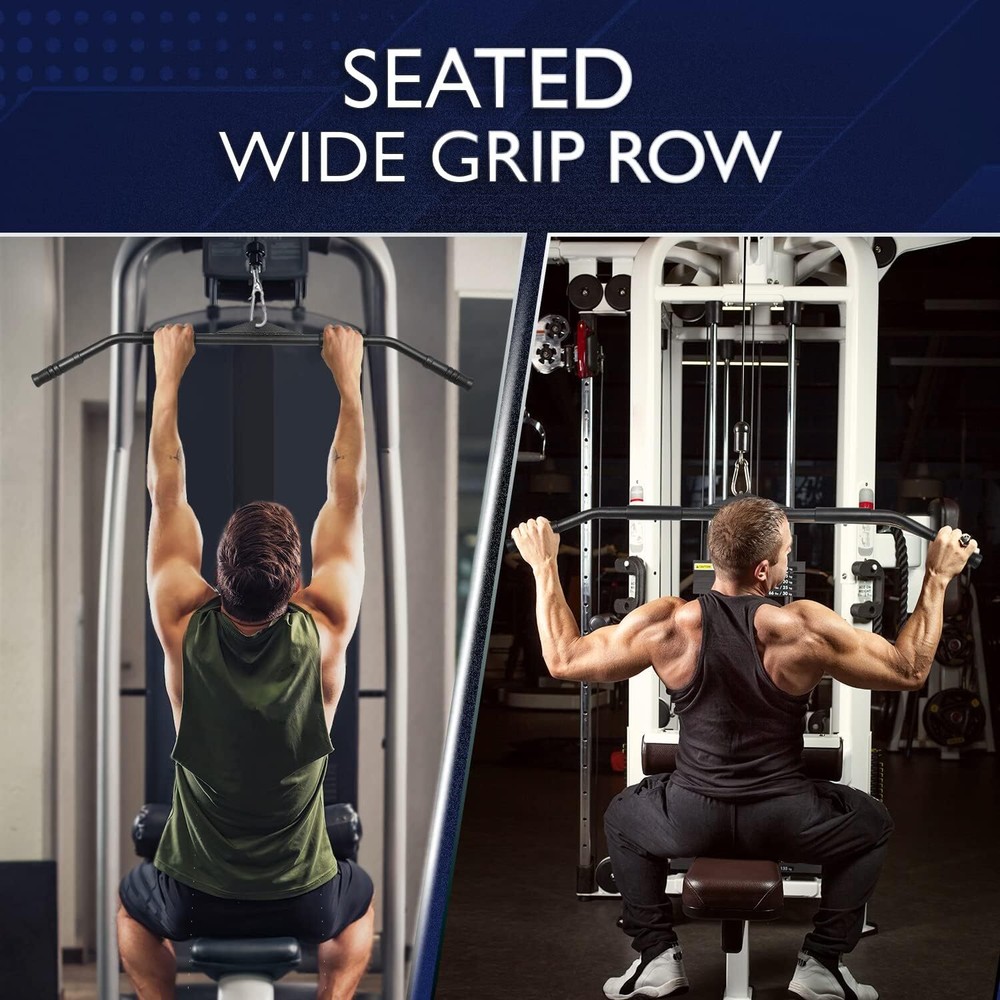 Wide Grip Curl LAT Pull down Bar Attachments Rubber Handgrips, Curl Bar, Cable