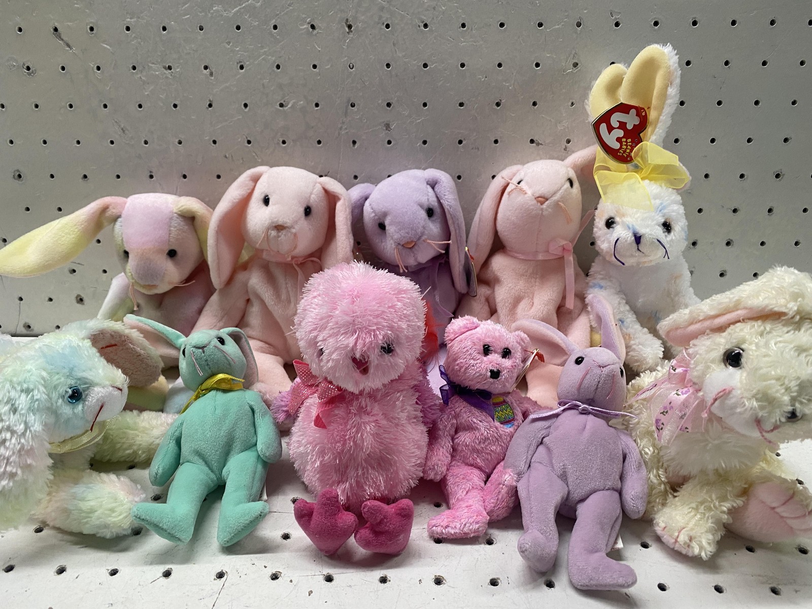 Vintage Ty Easter Bunny Chick Bear Plush Lot 11 Small Pastel Stuffed Animal Toys