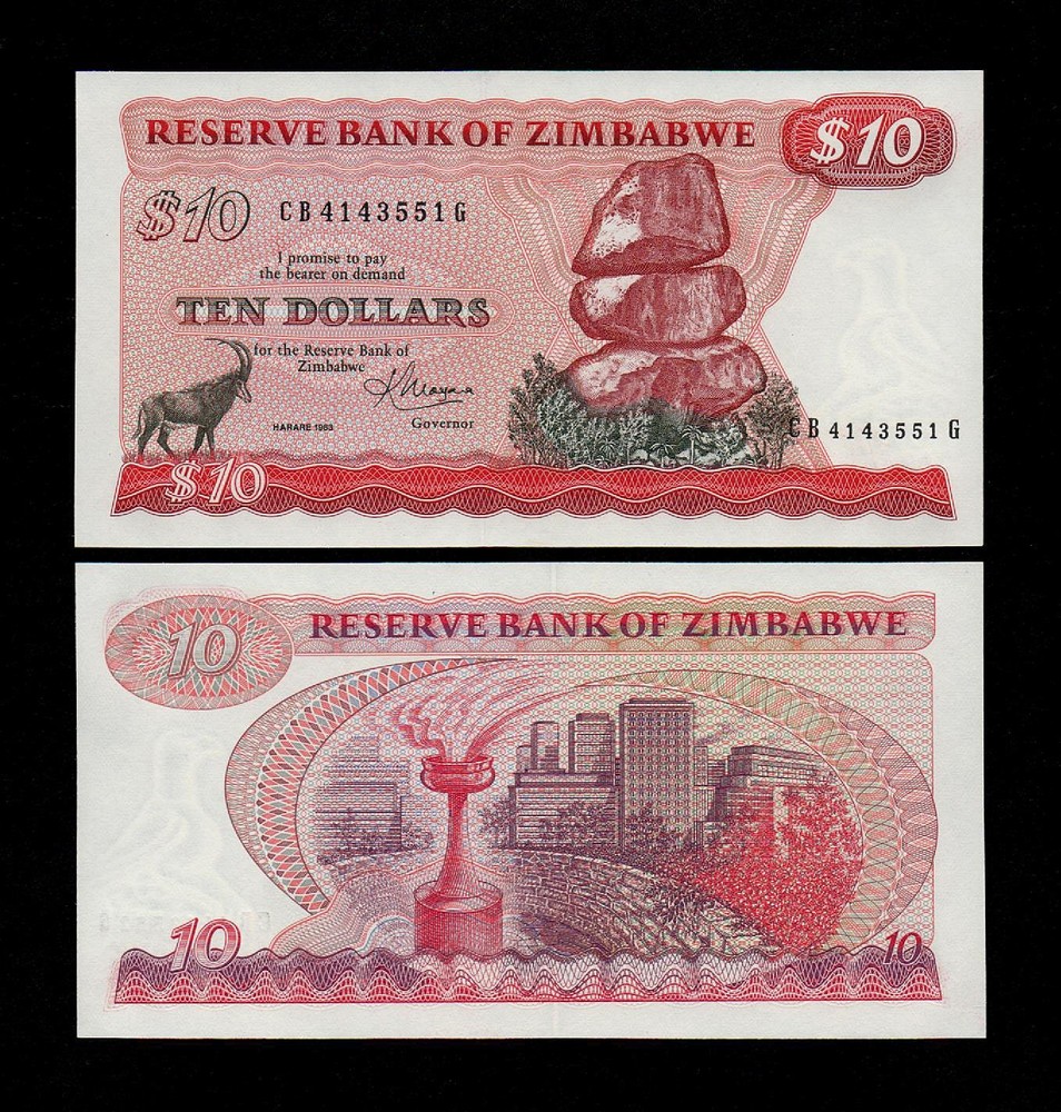 Zimbabwe 10 dollars 1983 UNC P-3d
