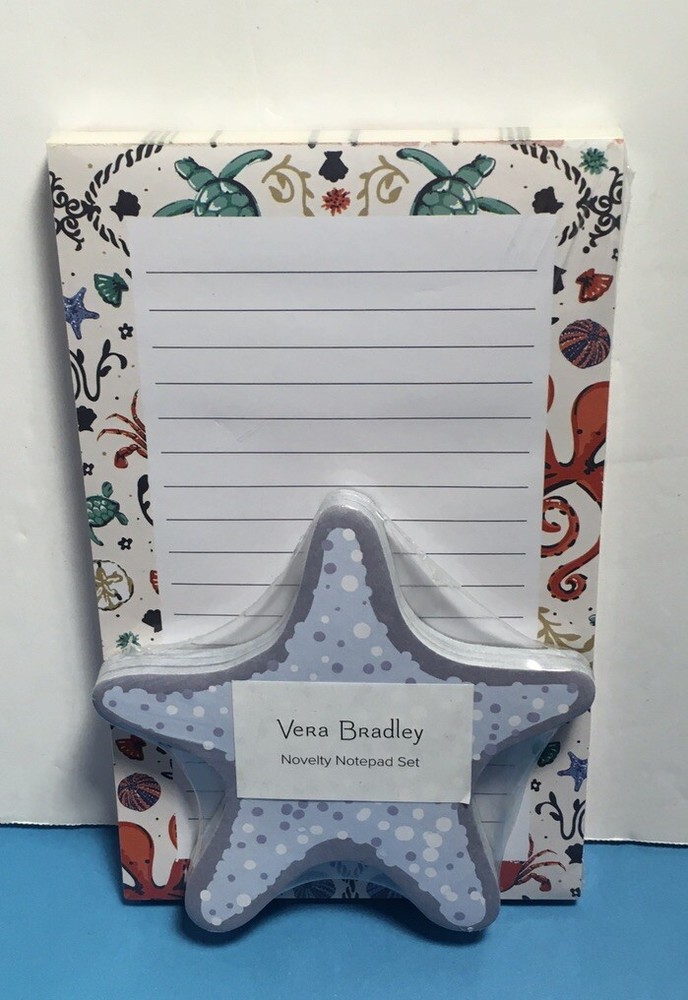VERA BRADLEY 2 PK STARFISH Shaped & NAUTICAL THEME NOTEPADS NWT