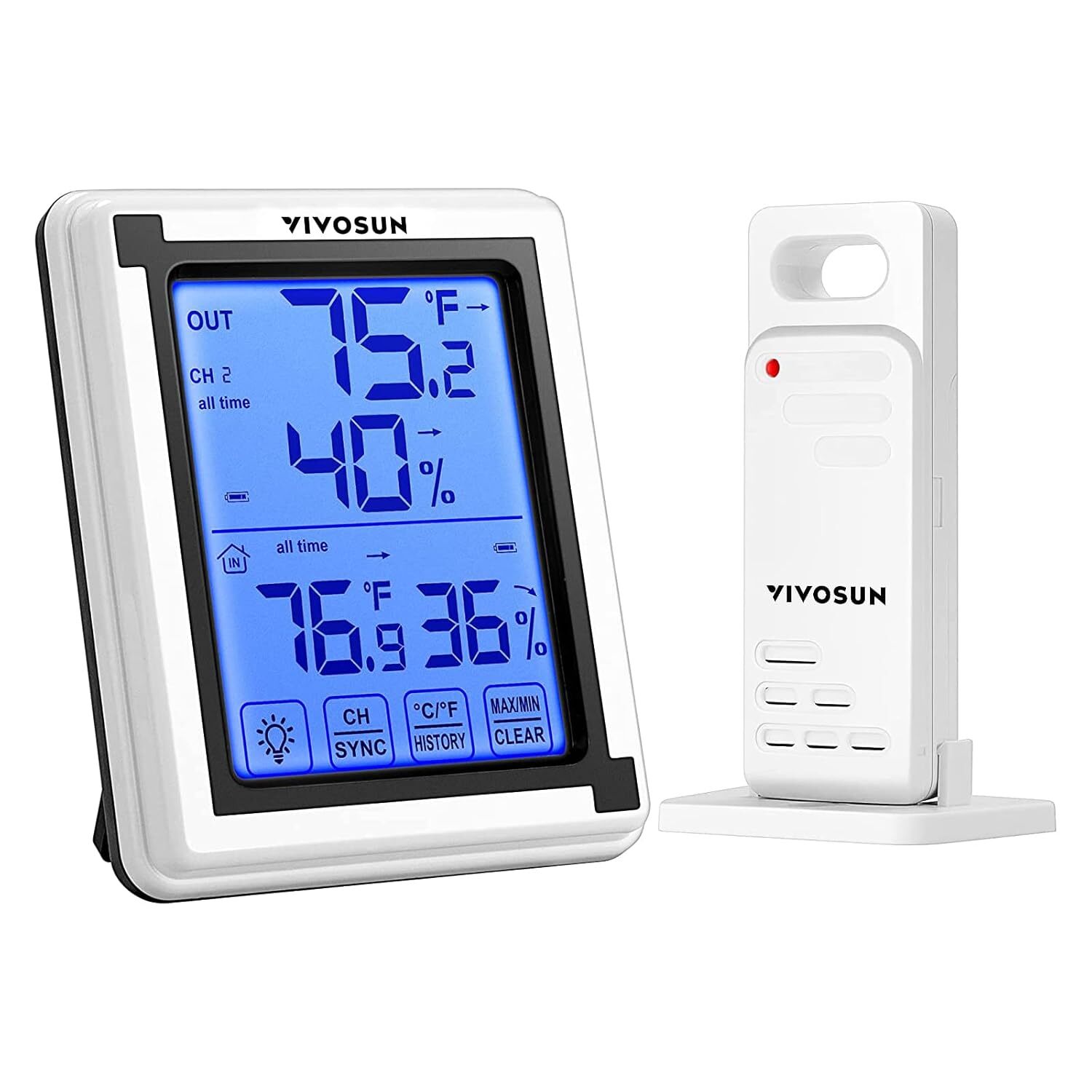 VIVOSUN Digital Hygrometer Thermometer Humidity Monitor w/ Remote Sensor 200ft