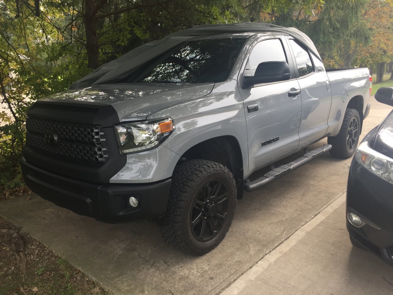 For 2014-2021 Toyota Tundra Matte Black Front Grille & Hood Bulge Molding Set