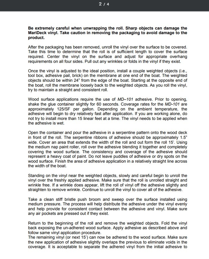 MariDeck Vinyl Flooring - Boat / Marine / Outdoor / Pontoon - 8.5' - 34 mil