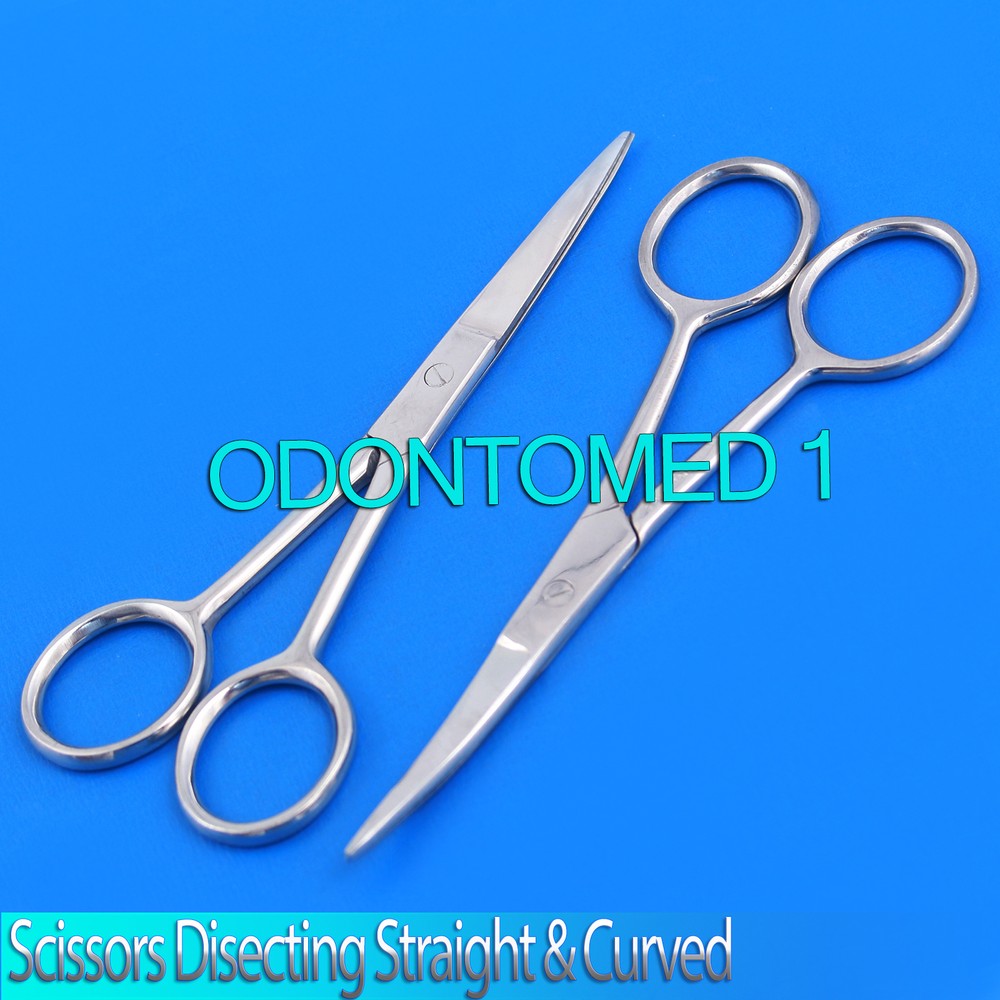 2pc 4.5" General Purpose Scissors Disecting Straight & Curved Sharp Surface