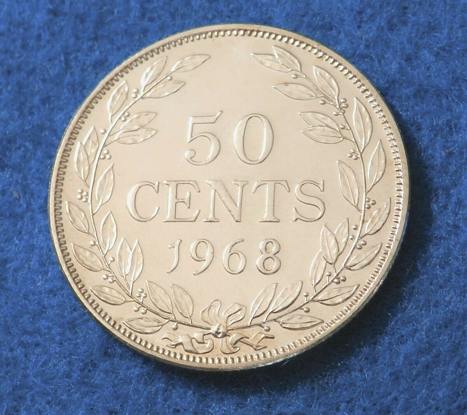 1968 Liberia 50 Cents - Gorgeous UNC Coin - Low Mintage - See Pictures