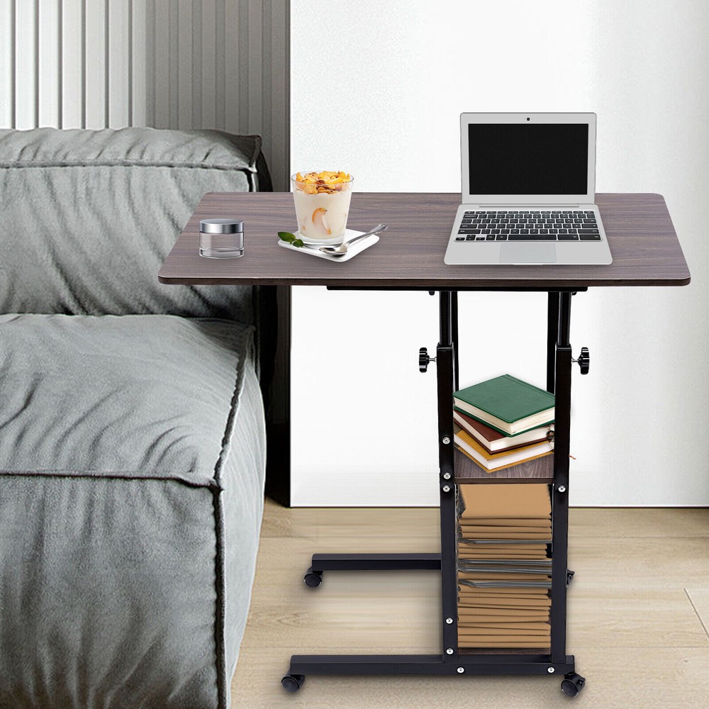 Adjustable C-Shaped Side Table with Wheels for Ergonomic Comfort